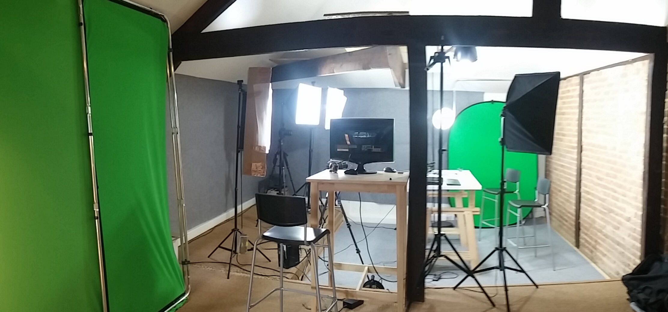 La partie studio : fond vert, fond naturel, tout est imaginable.